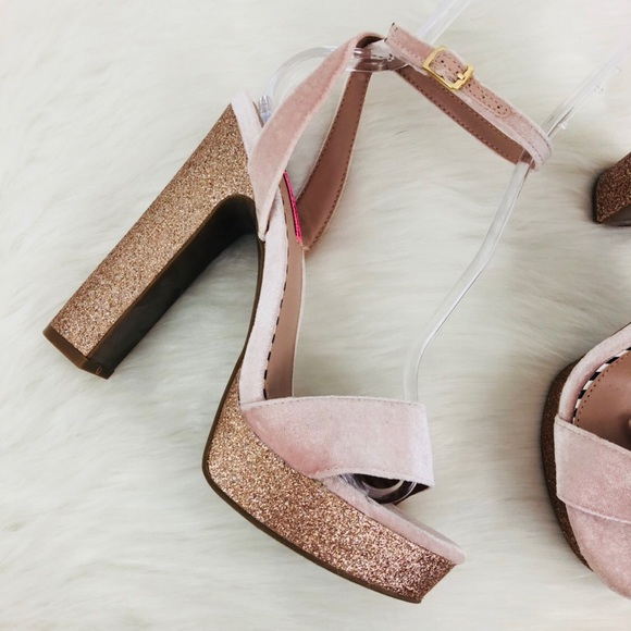 Betsey Johnson ‘Mattie’ Velvet Glitter Platforms - Picture 2 of 7